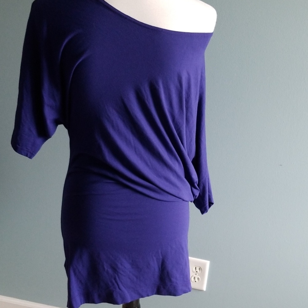 Blue/purple off shoulder cotton dress